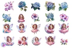Magical Nature Playful Fairy and Flowers clipart Product Image 2