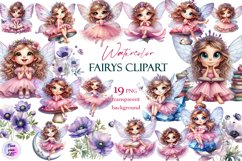 Magical Nature Playful Fairy and Flowers clipart Product Image 1