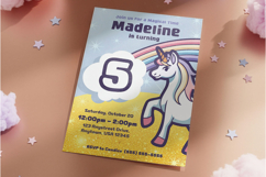 Pastel Unicorn Birthday Party Invitation Editable in Canva Product Image 5