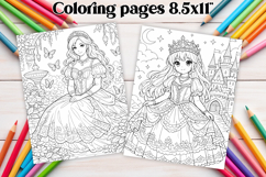 Cute princess coloring page | Magic coloring book for kids Product Image 1