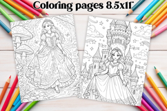 Cute princess coloring page | Magic coloring book for kids Product Image 1