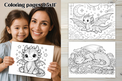 Cute dragon coloring page | Magic coloring book for kids Product Image 1