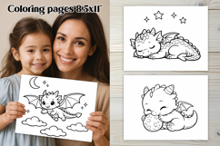 Cute dragon coloring page | Magic coloring book for kids Product Image 1