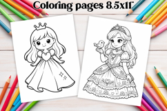 Cute princess coloring page | Magic coloring book for kids Product Image 1