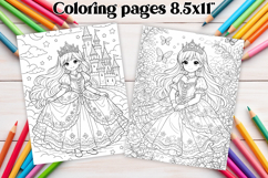 Cute princess coloring page | Magic coloring book for kids Product Image 1