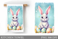 Easter Bunny Kitchen Towel. Spring Bunny Kitchen Towel Product Image 1