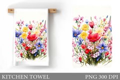 Wildflowers Kitchen Towel. Summer Kitchen Towel Sublimation Product Image 1