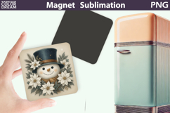 Cute Snowman Floral Magnet | Christmas Sublimation Product Image 1