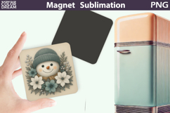 Cute Snowman Floral Magnet | Christmas Sublimation Product Image 1