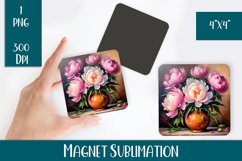 Magnet Sublimation Square Flower Magnet png design Product Image 1