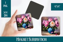 Magnet Sublimation Square Flower Magnet png design Product Image 1