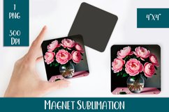 Magnet Sublimation Square Flower Magnet png design Product Image 1