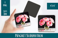 Magnet Sublimation Square Flower Magnet png design Product Image 1