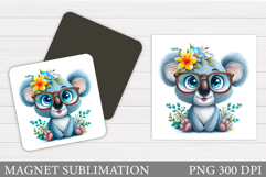 Cute Koala Magnet Design. Cute Koala Magnet Sublimation Product Image 1