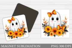 Cute Ghost Magnet Sublimation. Halloween Magnet Design Product Image 1