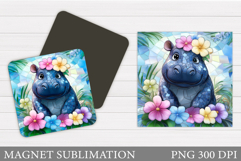 Hippopotamus Magnet Design. Cute Hippopotamus Sublimation Product Image 1