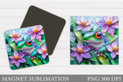 Cute Frog Magnet Sublimation. Flowers Magnet Design Product Image 1