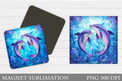 Dolphin Magnet Sublimation. Cute Dolphin Sublimation Product Image 1
