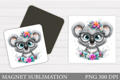 Cute Koala Magnet Design. Cute Koala Magnet Sublimation Product Image 1