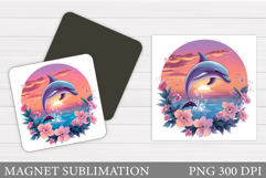 Dolphin Magnet Sublimation. Cute Dolphin Sublimation Product Image 1