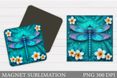 Dragonfly Magnet Design. Flowers Magnet Sublimation Product Image 1
