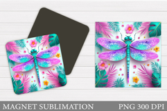 Dragonfly Magnet Design. Flowers Magnet Sublimation Product Image 1