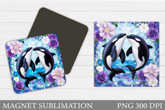 Killer Whale Magnet Design. Sea Square Magnet Sublimation Product Image 1
