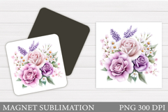 Roses Magnet Sublimation. Flowers Magnet Design Product Image 1