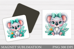 Cute Koala Magnet Design. Cute Koala Magnet Sublimation Product Image 1