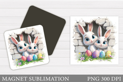 Easter Bunny Magnet Sublimation. Bunny Eggs Magnet Design Product Image 1
