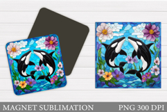 Killer Whale Magnet Design. Sea Square Magnet Sublimation Product Image 1