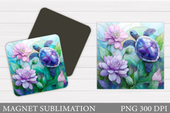 Turtle Magnet Design. Sea Turtle Magnet Sublimation Product Image 1