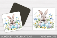 Easter Bunny Magnet Sublimation. Bunny Eggs Magnet Design Product Image 1