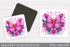 Butterfly Flowers Sublimation. Butterfly Magnet Sublimation Product Image 1