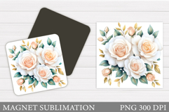 Roses Magnet Design. Flowers Magnet Sublimation Product Image 1