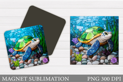 Turtle Magnet Design. Sea Turtle Magnet Sublimation Product Image 1