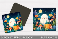 Cute Ghost Magnet Design. Halloween Pumpkin Magnet Product Image 1