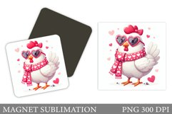 Cute Chicken Magnet Design. Valentines Magnet Sublimation Product Image 1