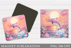 Dolphin Magnet Sublimation. Sea Magnet Design Product Image 1
