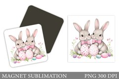 Easter Bunnies Magnet Design. Easter Magnet Sublimation Product Image 1