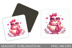 Cute Chicken Magnet Design. Valentines Magnet Sublimation Product Image 1