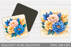 Flowers Magnet Design. Floral Magnet Sublimation Product Image 1