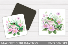 Cute Frog Magnet Sublimation. Flowers Magnet Design Product Image 1