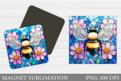 Bee Magnet Sublimation. Bee Flowers Magnet Design Product Image 1