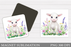 Spring Lamb Magnet Design. Cute Lamb Magnet Sublimation Product Image 1