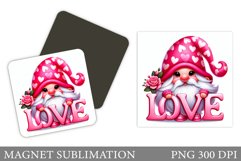 Valentines Gnome Magnet Sublimation. Gnome Magnet Design Product Image 1