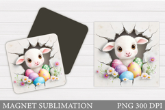 Easter Lamb Magnet Design. Easter Magnet Sublimation Product Image 1