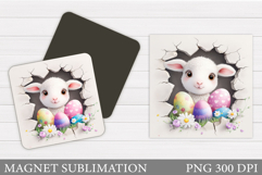 Easter Lamb Magnet Design. Easter Lamb Sublimation Product Image 1