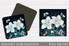 Flowers Magnet Design. Floral Magnet Sublimation Product Image 1