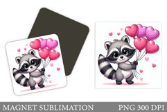 Cute Raccoon Magnet Design. Valentines Magnet Sublimation Product Image 1